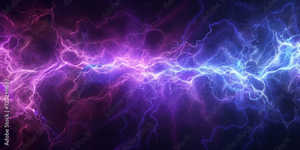 Electric plasma streams, with bright, flowing currents of purple and blue energy