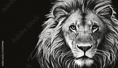 Wallpaper Mural Majestic Menace: Monochrome Close-Up of a Lion's Aggressive Stare Torontodigital.ca