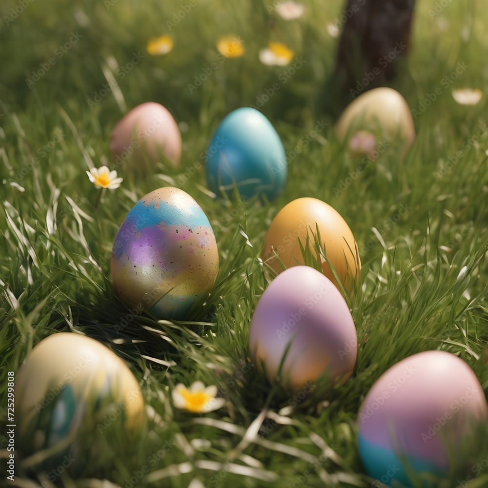 easter eggs in the grass