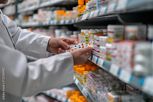The pharmacist counts out pills for a prescription