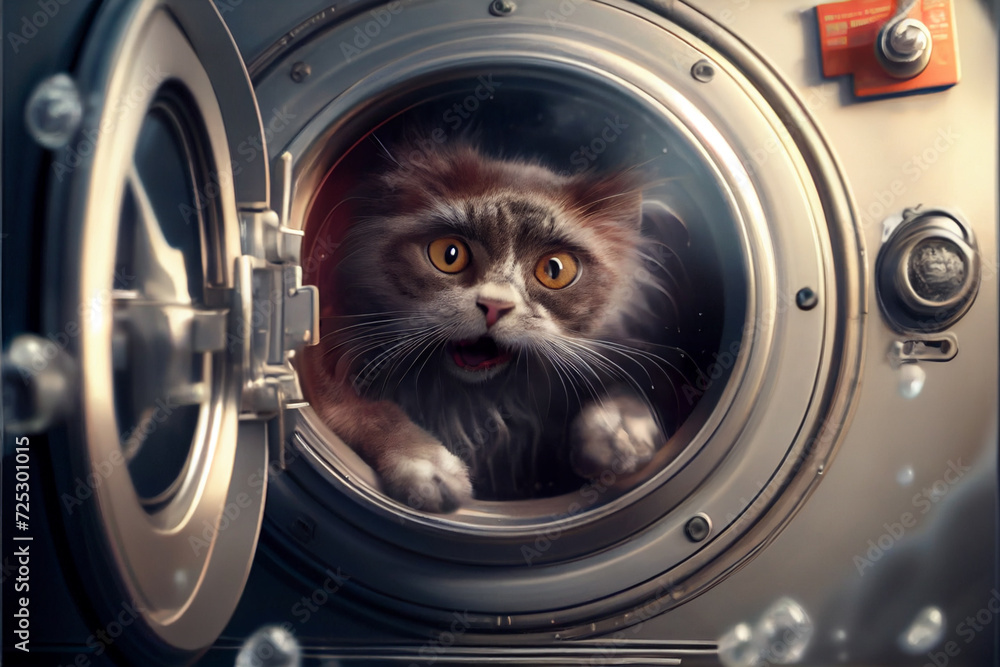 Cat in the washing machine. Cat in the washing machine.