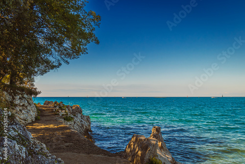 Croatia - beautiful Mediterranean coast landscape in Istria. Porec Adriatic Sea.