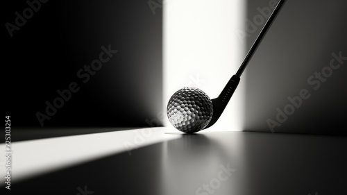 Sport and recreational day, Golf ball on tee with a golf club. photo
