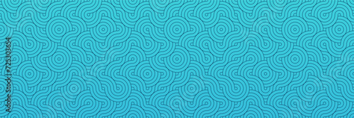 Light Blue Seamless Pattern: Soft Swimming Motif in Traditional Asian Vector, Geometric Oriental Background, Retro Textile Art