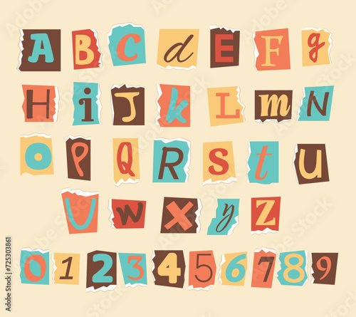 Cut Paper Letters and Numbers Ransom Note Vector