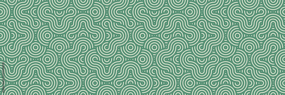 Abstract Green Asian Mandala Pattern, Seamless Geometric Oriental Background Design