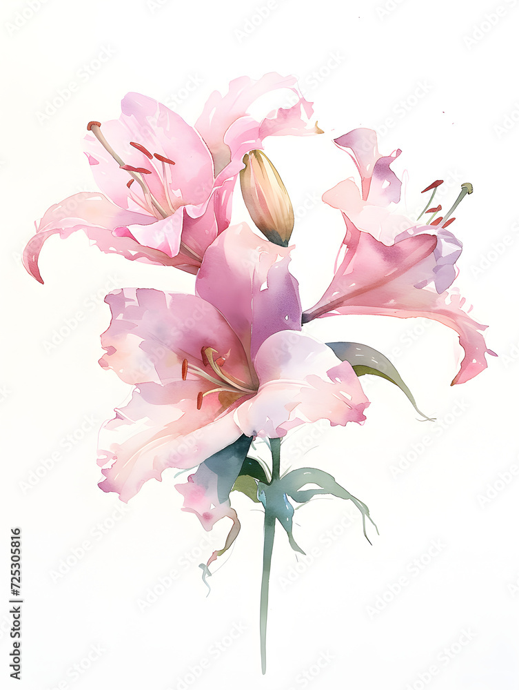 Obraz premium watercolor lilies,Generative AI