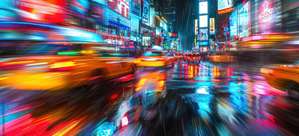 Vibrant urban life captured in city street at night with motion blur. Cityscape and nightlife. Vibrant urban life captured in city street at night with motion blur. Cityscape and nightlife.