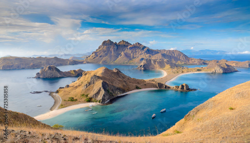 Scenic Vista from the Summit of Padar Island in the Komodo Islands  Flores  Indonesia