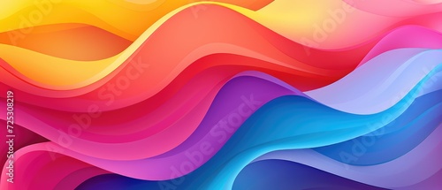 Captivating abstract backdrop with bold and colorful gradients, showcasing dynamic waves texture for a visually appealing panorama, Ai Generated.