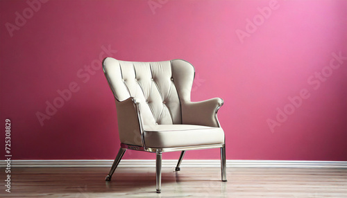 Luxurious Modern Chair Against a Pink Wall Backdrop