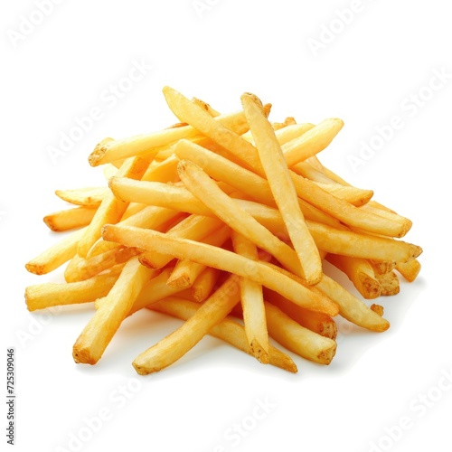 Crispy and golden stack of French fries, perfect for savory snack concepts, Ai Generated.