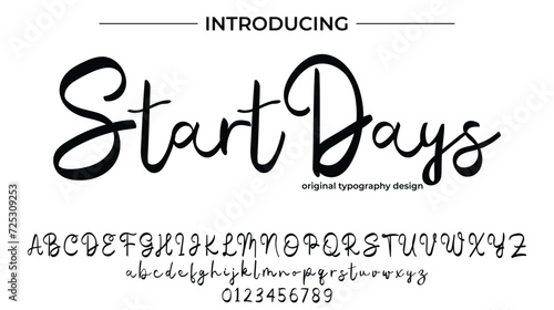 Start Days Font Stylish brush painted an uppercase vector letters, alphabet, typeface