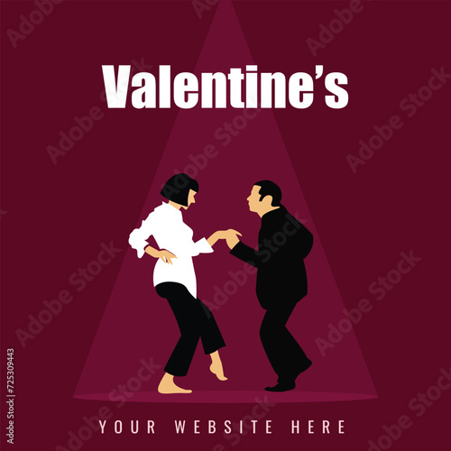 Modern Vector Happy Valentine's Day Couple Dance Social Media Post Template