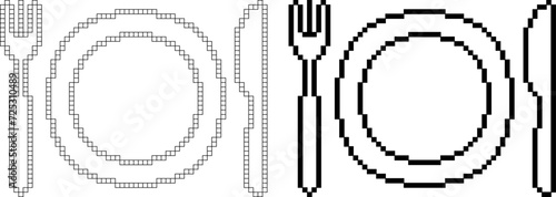 pixel art cutlery icon set