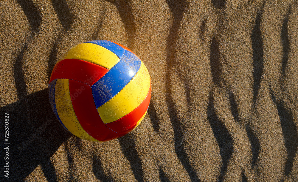 Volleyball on the beach with space for text