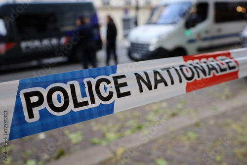 french national police ribbon , investigation scene tape