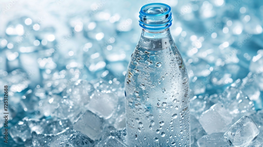 Bottled water with ice cubes. Conceptual image Bottled water with ice cubes. Conceptual image
