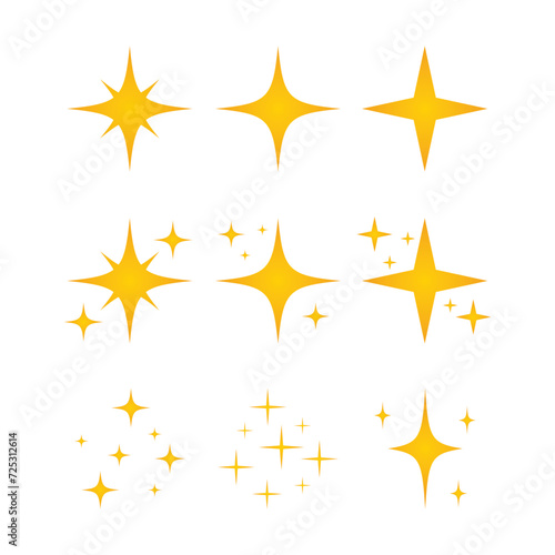 Shiny stars gold gradient set