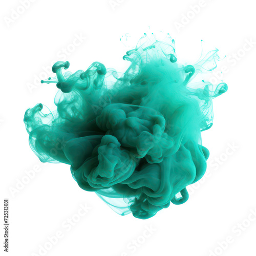 Abstract teal smoke cloud on transparent png.