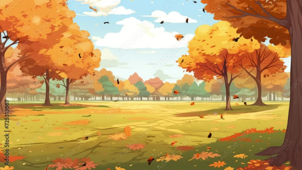 beautiful autumn background. autumn trees in the park with falling ...
