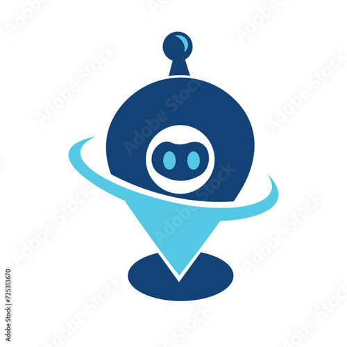 combination of location logo with robot