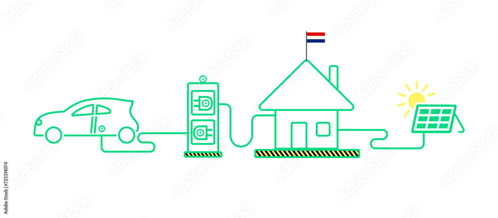 Solar energy for international homes and cars on white background. Solar energy for international homes and cars on white background.