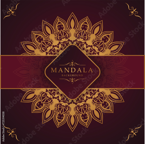 Seamless golden Mandala design template. Gold illustration decoration.