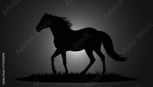Modern Vector Graphic of Wild Horse Black Shadow Silhouette