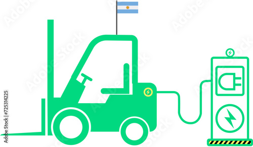 Solar cell power for international forklifts on white background