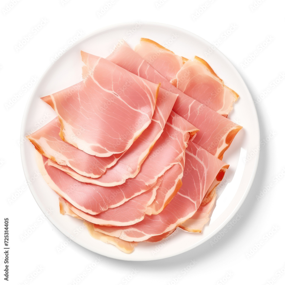pieces of thin sliced deli ham on transparency background PNG