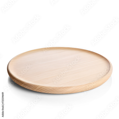 round wooden tray, profile view on transparency background PNG