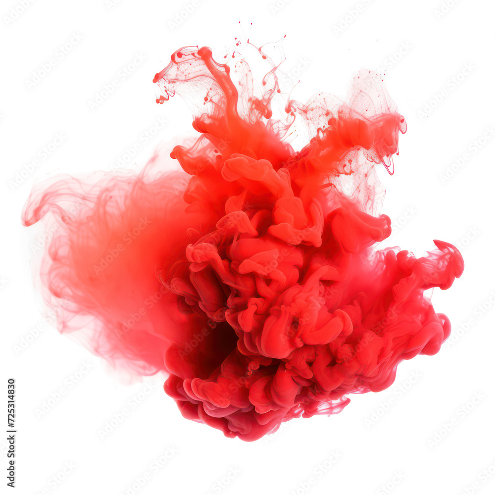 Abstract  red smoke explosion isolated  on transparent png.