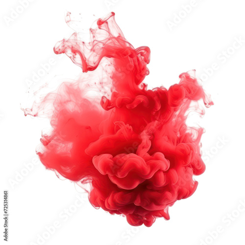 Abstract red smoke explosion isolated on transparent png.