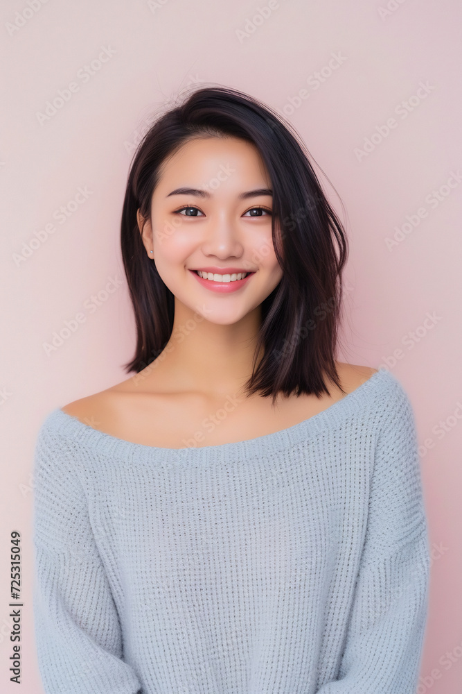 beautiful young asian woman smiling lively standing in pink isolated studio background beautiful young asian woman smiling lively standing in pink isolated studio background