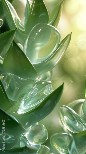Liquid solace: Aloe vera gel enveloping the backdrop in soothing, fluid motions.