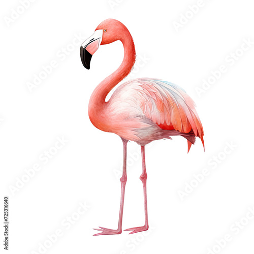 AI-generated watercolor clipart of a Flamingo bird illustration. Isolated elements on a white background. © beyouenked