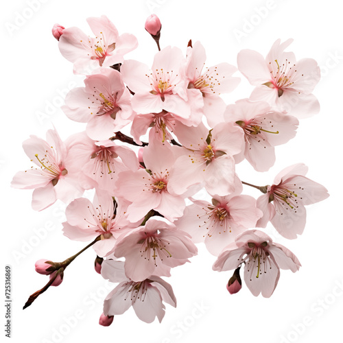 Pink cherry blossom isolated on transparent and white background. Ideal for use in advertising. Generative ai