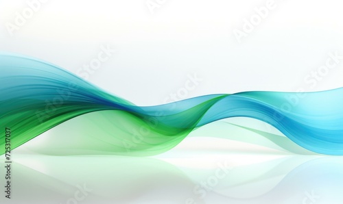 Abstract background with green and blue waves. Generative AI.