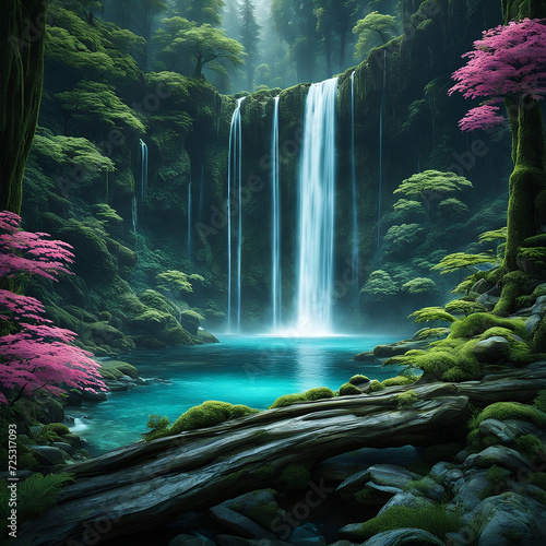 Nature's Nexus: Futuristic Bliss in AI Landscapes. Lush forests meet holographic wonders, embracing serenity and innovation. Perfect blend of tech and nature. 🌿🌌 #FuturisticNature #TechInnovation # photo