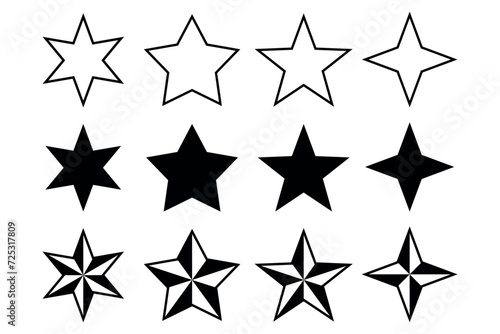 Set of stars glyph outline and mixed style