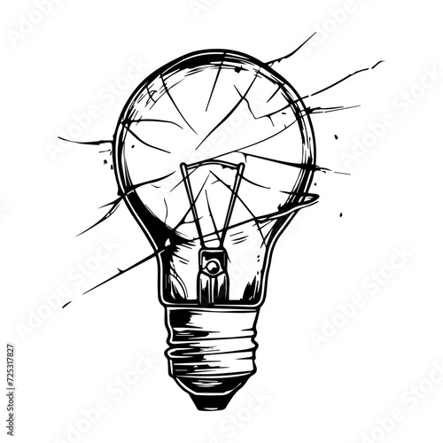 broken lightbulb no light, cracked glass.