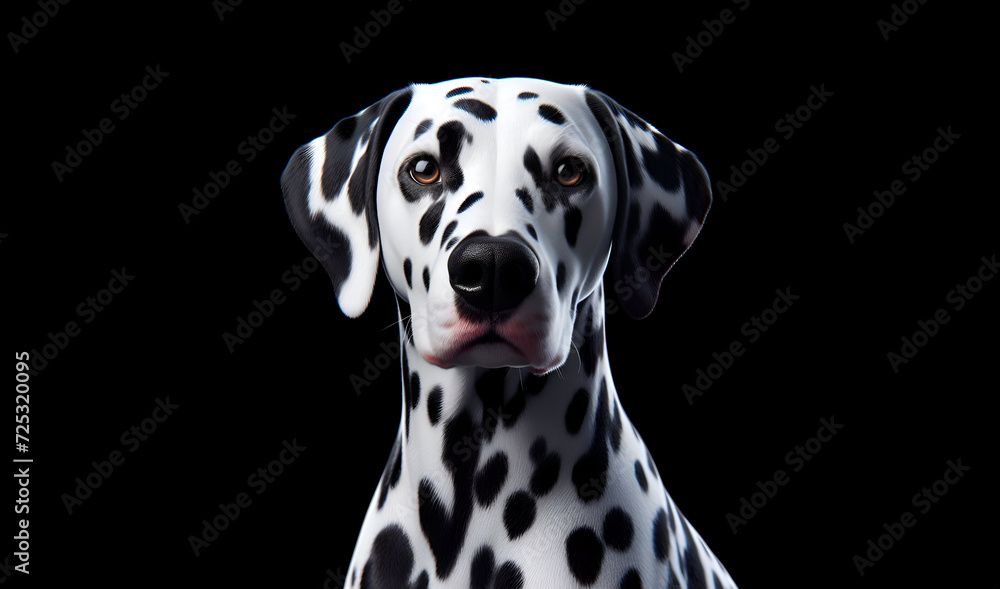 A dalmatian dog breed in black background.