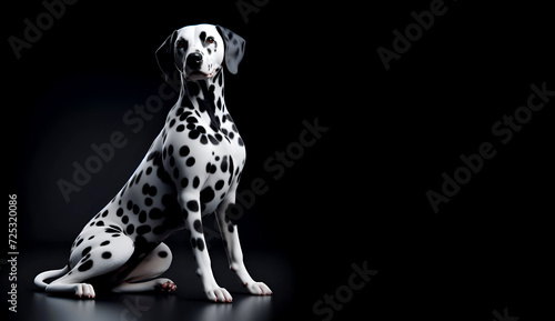 A dalmatian dog breed in black background. © Cassano