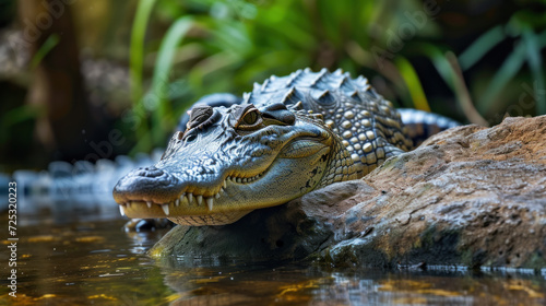 Portrait of Crocodile in the pond