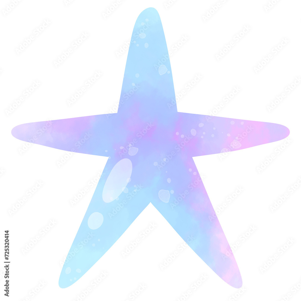 Fototapeta premium starfish sea Animals Ocean Underwater Cute pastel Watercolor Clipart