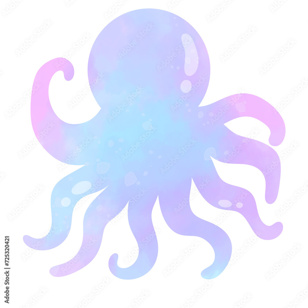Obraz premium octopus sea Animals Ocean Underwater Cute pastel Watercolor Clipart