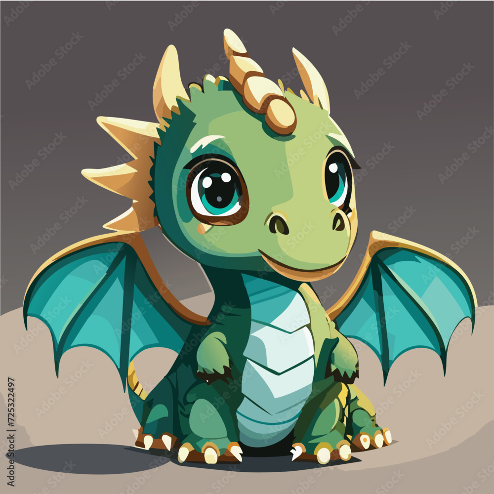 Naklejka premium Cute baby dragon