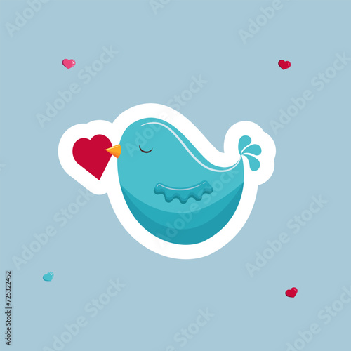 cute blue bird with a heart