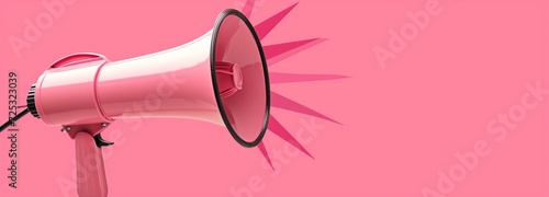 Retro-inspired small megaphone in a glossy pink finish, perfect for eye-catching announcements and vibrant designs, set against a contrasting pink background for maximum impact.